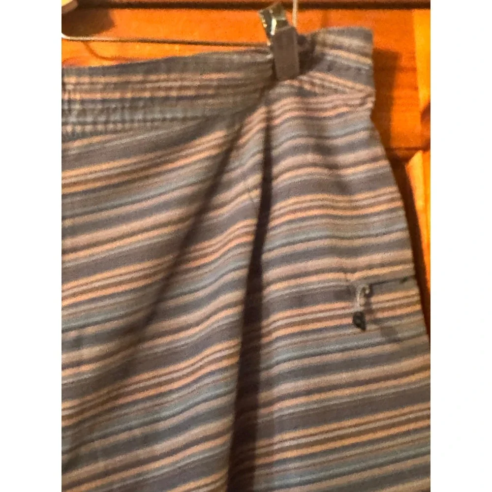 prAna Mens Striped Board Shorts Blue‎ Tan Grey Swim Trunks Size 36